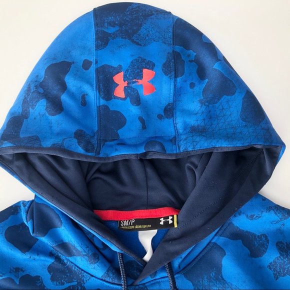 Under Armour Mens Blue Logo Allover Print Hoodie S - Picture 3 of 15